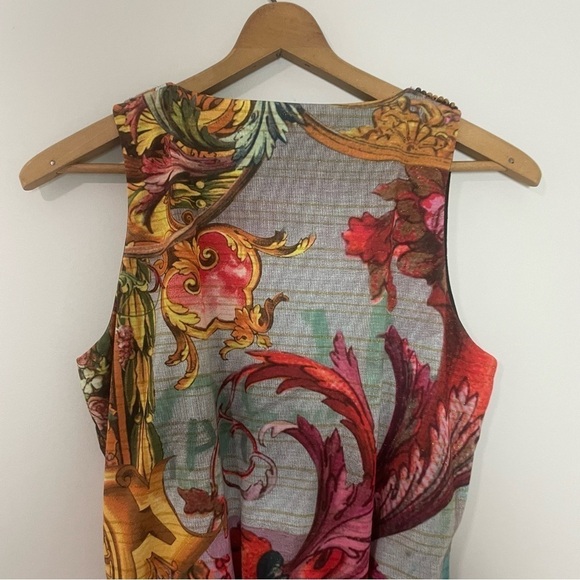 [Desigual] Women's Beaded Neckline Printed Elastic Waist Sleeveless Dress - Picture 8 of 8